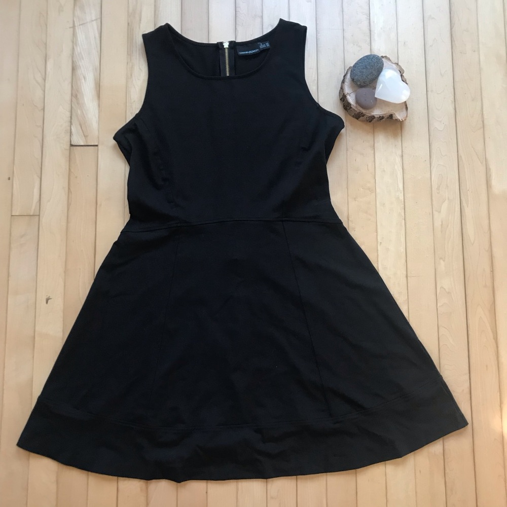 Cynthia Rowley Black Flare Dress with Gold Zipper